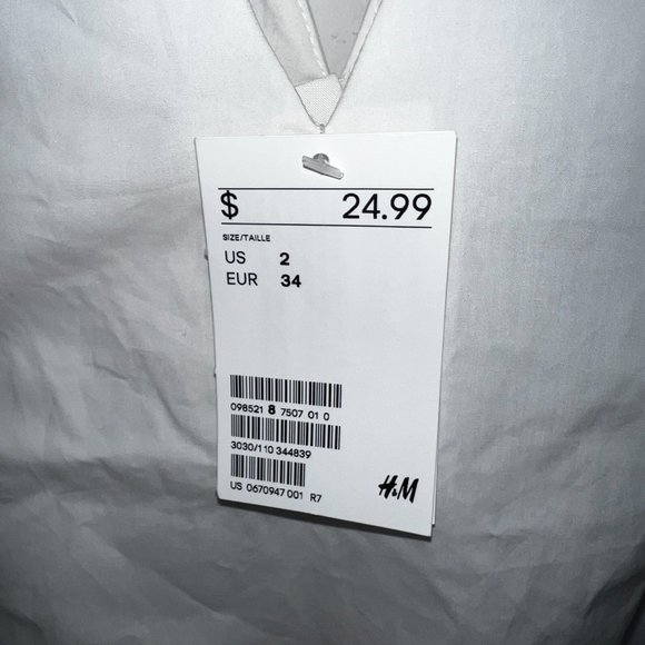 H&M Cotton blouse with a deep V-neck front and back light blue strap - Picture 5 of 5